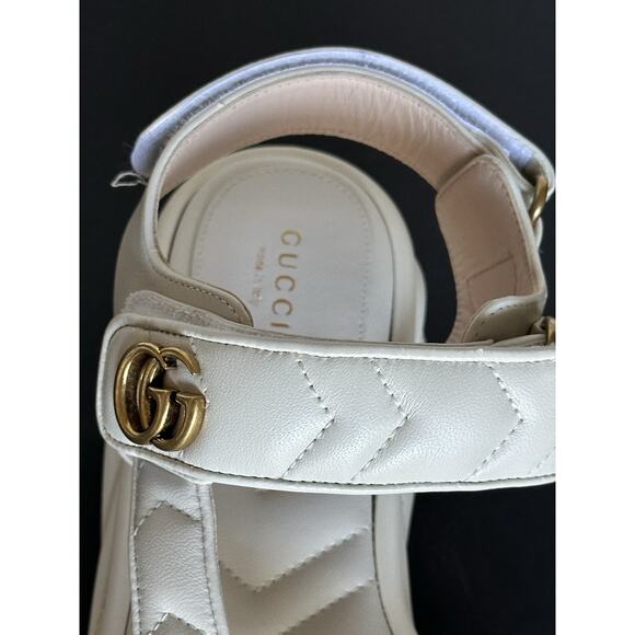 Gucci GG Quilted Open Toe Women’s White Leather Sandals 10 US (40 Eu) 776936 NIB - Picture 11 of 16